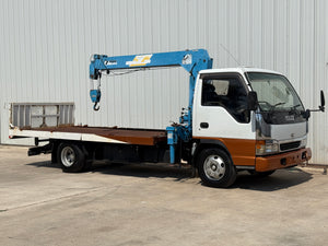 1998 Isuzu Elf Rollback Flatbed w/Crane Stock#13498